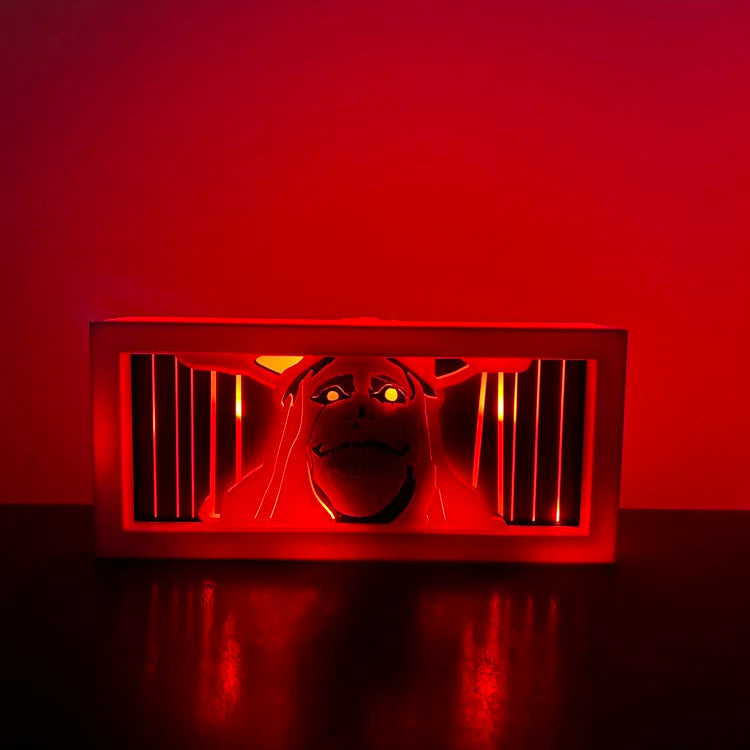 Vent with a character's face cutout against a red background