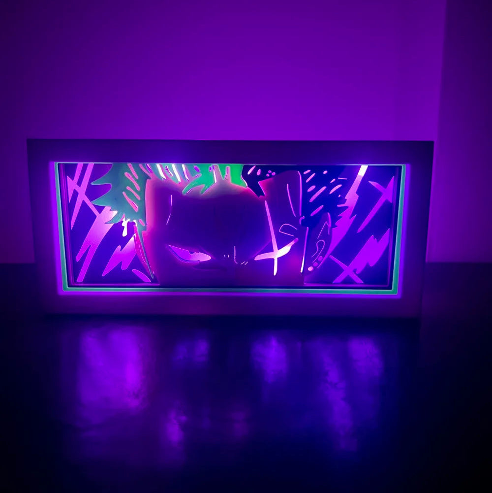 Framed artwork with abstract design on a dark background