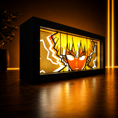 Light box with abstract design on a dark surface